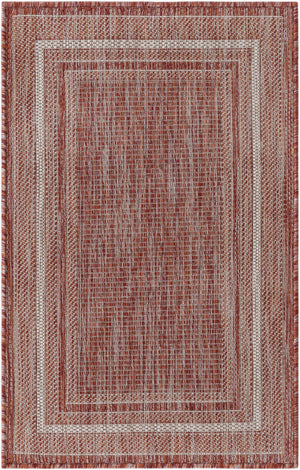 Rust Red 2' x 3' 1 Outdoor Border Rectangle Area Rug Weather Resistant for Patio, Deck, Terrace, Balcony, Porch 100% Polypropylene Classic Bordered Carpet for Sale at Rug Engine
