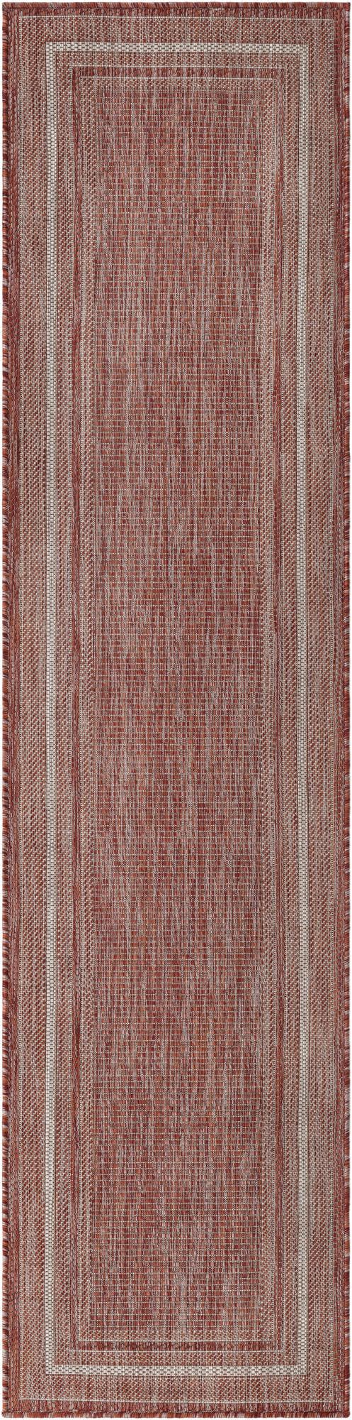 Rust Red 2' x 8' Outdoor Border Runner Area Rug Weather Resistant for Patio, Deck, Terrace, Balcony, Porch 100% Polypropylene Classic Bordered Carpet for Sale at Rug Engine