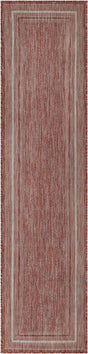 Rust Red 2' x 8' Outdoor Border Runner Area Rug Weather Resistant for Patio, Deck, Terrace, Balcony, Porch 100% Polypropylene Classic Bordered Carpet for Sale at Rug Engine