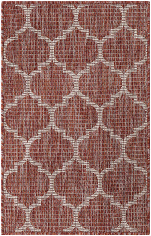 Rust Red 2' x 3' 1 Outdoor Trellis Rectangle Area Rug Weather Resistant for Patio, Deck, Terrace, Balcony, Porch Geometric Design Water Safe Outside Carpet for Sale at Rug Engine