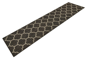 Black 2' x 8' Outdoor Trellis Runner Area Rug Weather Resistant for Patio, Deck, Terrace, Balcony, Porch Geometric Design Water Safe Outside Carpet for Sale at Rug Engine