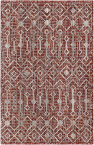 Rust Red 2' x 3' 1 Outdoor Trellis Rectangle Area Rug Weather Resistant for Patio, Deck, Terrace, Balcony, Porch Geometric Design Water Safe Outside Carpet for Sale at Rug Engine