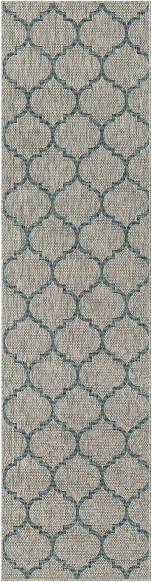 Gray 2' 7 x 10' Outdoor Trellis Runner Area Rug Weather Resistant for Patio, Deck, Terrace, Balcony, Porch Geometric Design Water Safe Outside Carpet for Sale at Rug Engine