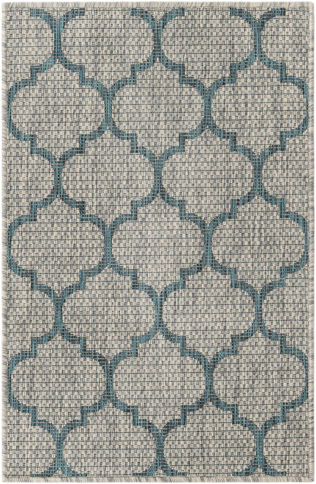 Gray 2' x 3' 1 Outdoor Trellis Rectangle Area Rug Weather Resistant for Patio, Deck, Terrace, Balcony, Porch Geometric Design Water Safe Outside Carpet for Sale at Rug Engine
