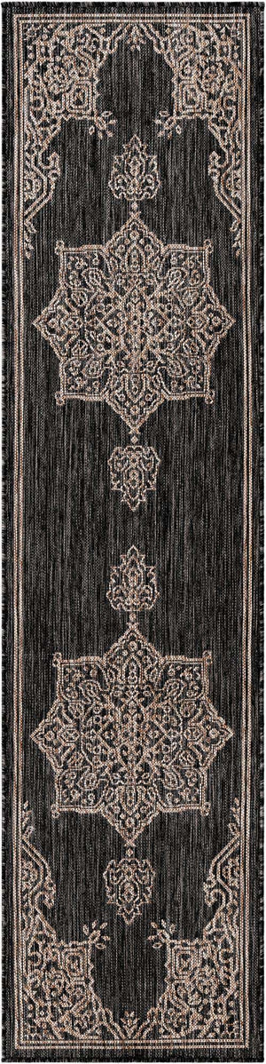 Charcoal Gray 2' x 8' Outdoor Traditional Runner Area Rug Weather Resistant for Patio, Deck, Terrace, Balcony, Porch Classical Design Outside Carpet for Sale at Rug Engine
