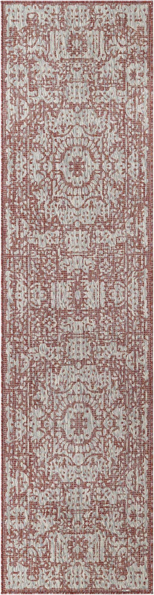 Rust Red 3' x 10' Outdoor Traditional Runner Rug