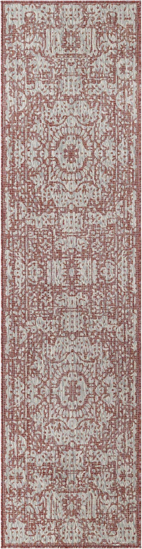 Rust Red 3' x 10' Outdoor Traditional Runner Rug