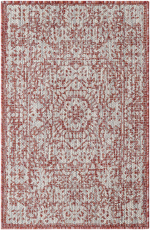 Rust Red 2' x 3' 1 Outdoor Traditional Rectangle Area Rug Weather Resistant for Patio, Deck, Terrace, Balcony, Porch Classical Design Outside Carpet for Sale at Rug Engine