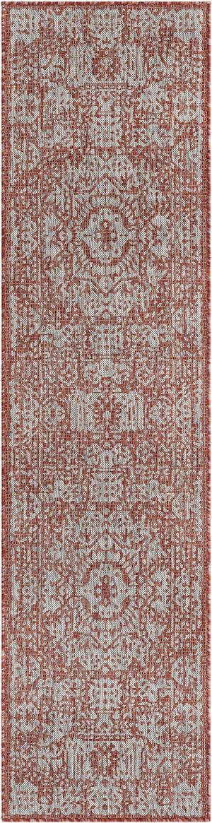 Rust Red 2' x 8' Outdoor Traditional Runner Area Rug Weather Resistant for Patio, Deck, Terrace, Balcony, Porch Classical Design Outside Carpet for Sale at Rug Engine
