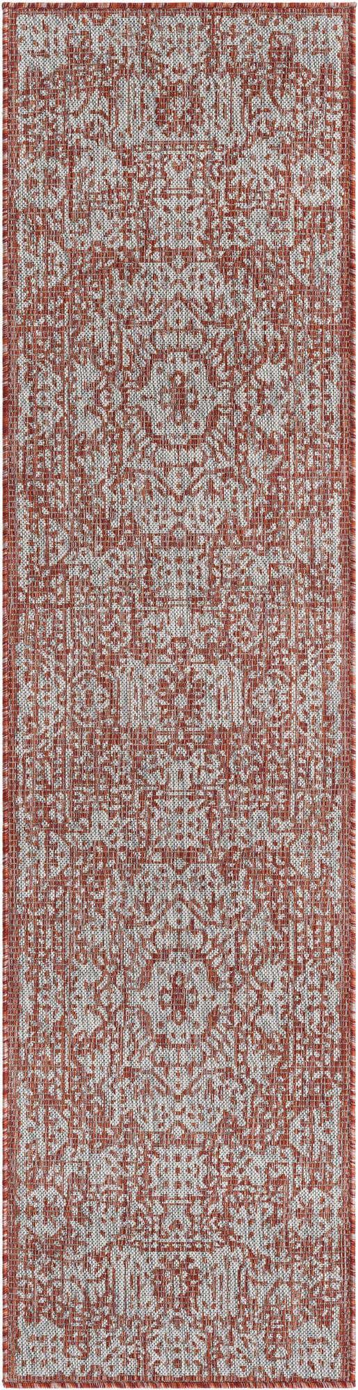 Rust Red 2' x 8' Outdoor Traditional Runner Area Rug Weather Resistant for Patio, Deck, Terrace, Balcony, Porch Classical Design Outside Carpet for Sale at Rug Engine