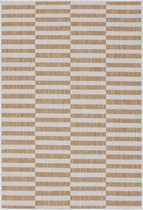 Taupe 2' x 3' 1 Outdoor Striped Rectangle Rug