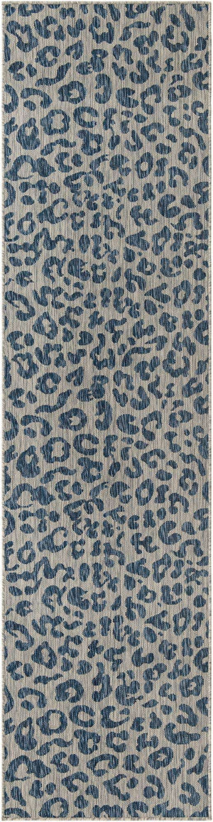 Blue 2' 7 x 10' Outdoor Safari Runner Area Rug Weather Resistant for Patio, Deck, Terrace, Balcony, Porch Animal Print Wildlife Nature Carpet for Sale at Rug Engine
