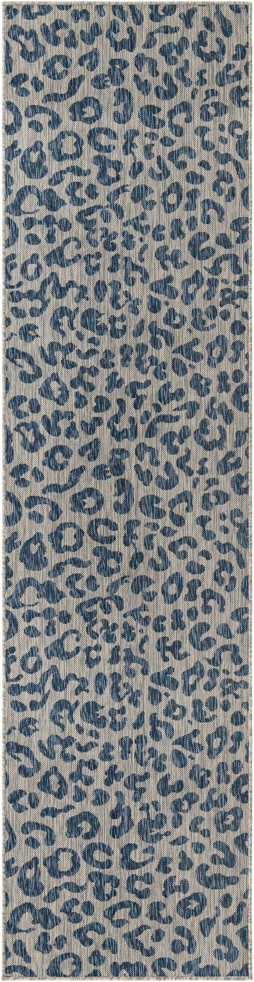 Blue 2' 7 x 10' Outdoor Safari Runner Area Rug Weather Resistant for Patio, Deck, Terrace, Balcony, Porch Animal Print Wildlife Nature Carpet for Sale at Rug Engine