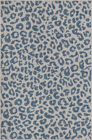 Blue 2' x 3' 1 Outdoor Safari Rectangle Area Rug Weather Resistant for Patio, Deck, Terrace, Balcony, Porch Animal Print Wildlife Nature Carpet for Sale at Rug Engine