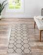Ivory 2' x 6' Trellis Frieze Runner Area Rug Geometric Modern Unique Stain Resistant Easy Clean Carpet for Living, Dining, Bedrooms, Office for Sale at Rug Engine