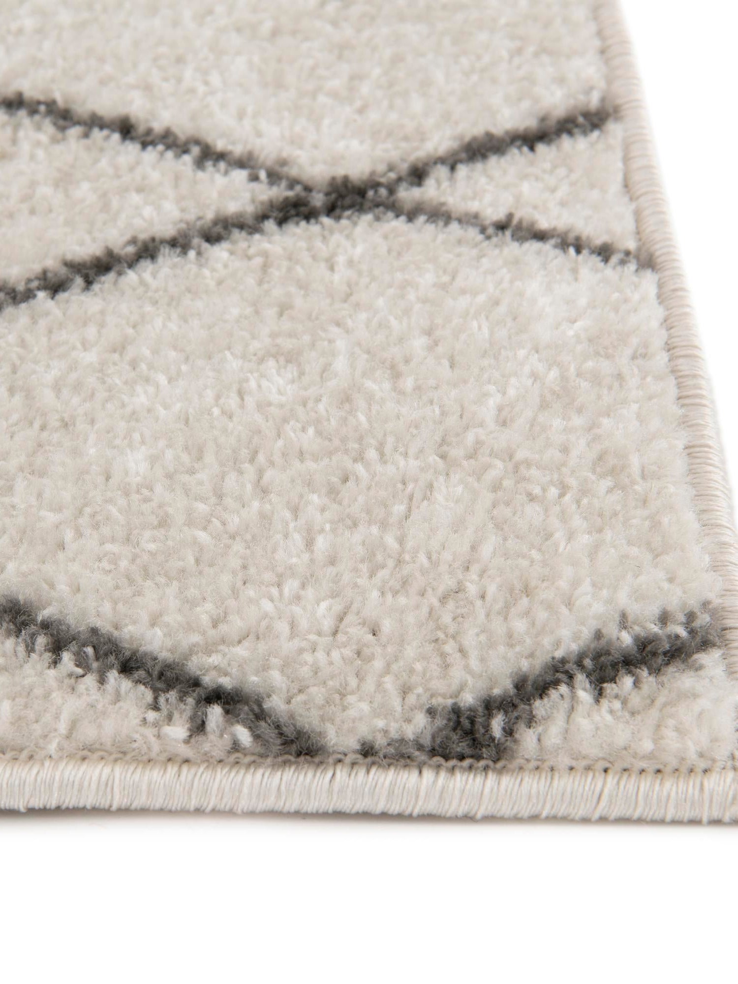 Ivory 2' x 6' Trellis Frieze Runner Area Rug Geometric Modern Unique Stain Resistant Easy Clean Carpet for Living, Dining, Bedrooms, Office for Sale at Rug Engine