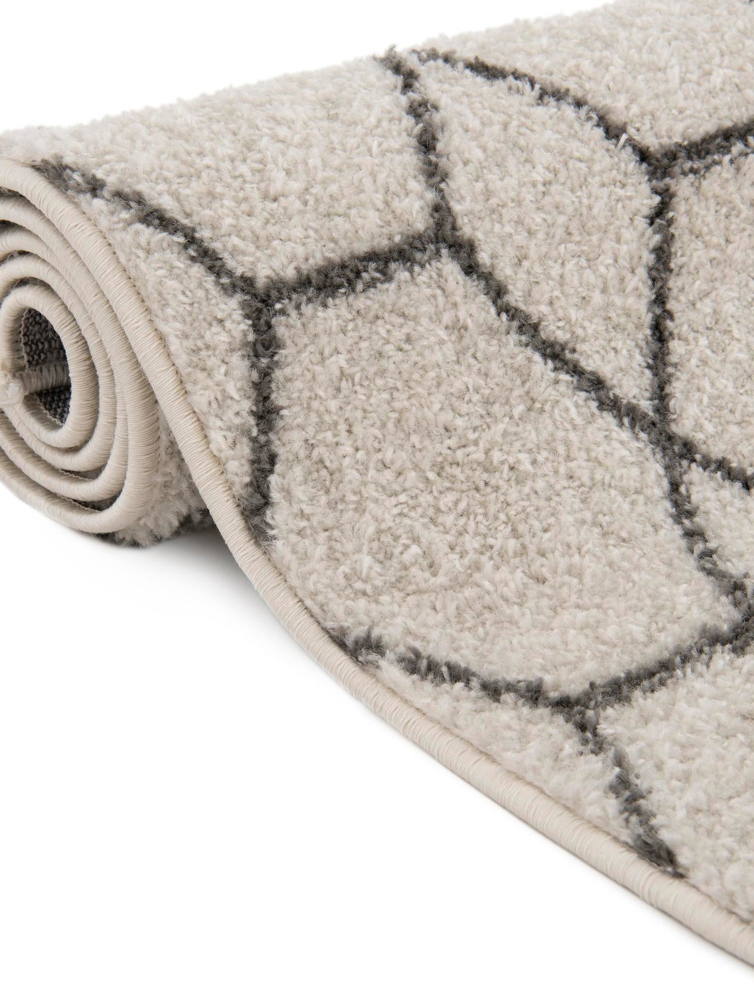 Ivory 2' x 6' Trellis Frieze Runner Area Rug Geometric Modern Unique Stain Resistant Easy Clean Carpet for Living, Dining, Bedrooms, Office for Sale at Rug Engine