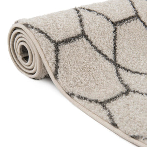 Ivory 2' x 8' 8 Trellis Frieze Runner Area Rug Geometric Modern Unique Stain Resistant Easy Clean Carpet for Living, Dining, Bedrooms, Office for Sale at Rug Engine