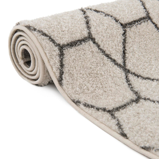 Ivory 2' x 8' 8 Trellis Frieze Runner Area Rug Geometric Modern Unique Stain Resistant Easy Clean Carpet for Living, Dining, Bedrooms, Office for Sale at Rug Engine