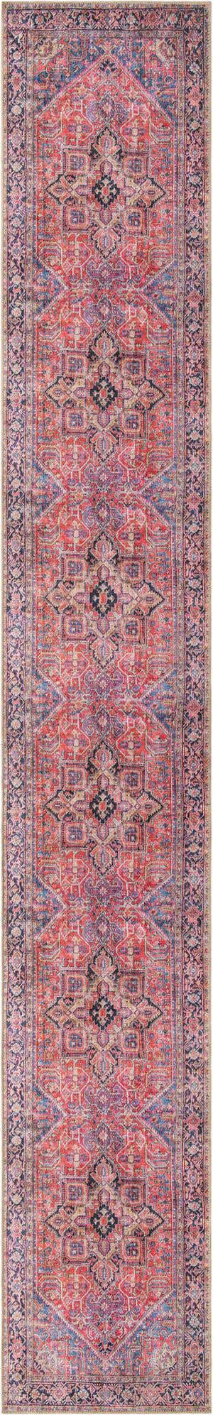 Washable Red 2' 6 x 16' 5 Timeless Runner Area Rug Easy to Clean Stain Resistant & Durable Traditional Classic Vintage Design Carpet for Sale at Rug Engine