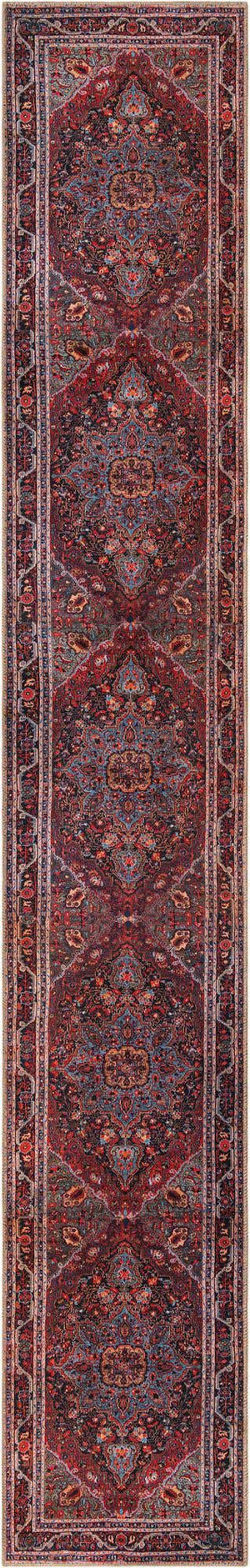 Washable Burgundy 2' 6 x 16' 5 Timeless Runner Area Rug Easy to Clean Stain Resistant & Durable Traditional Classic Vintage Design Carpet for Sale at Rug Engine