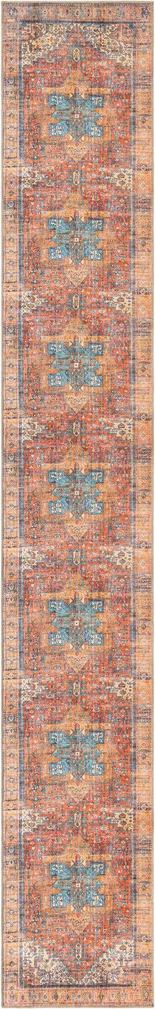 Washable Rust Red 2' 6 x 16' 5 Timeless Runner Area Rug Easy to Clean Stain Resistant & Durable Traditional Classic Vintage Design Carpet for Sale at Rug Engine