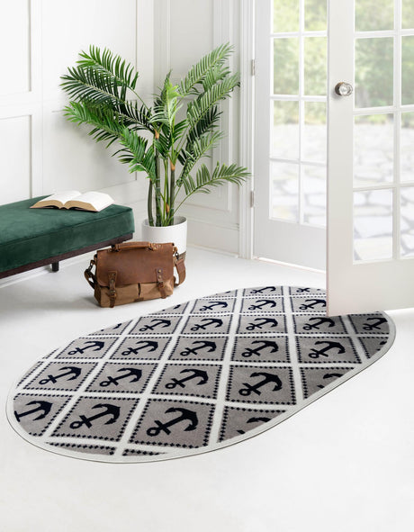 Gray 5' 3 x 8' Metro Oval Area Rug 100% Polypropylene Abstract Modern Easy Clean Carpet for Living Room, Dining, Bedrooms for Sale at Rug Engine