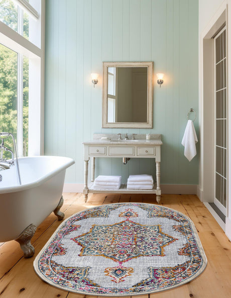 Ivory 3' 7 x 5' 3 Budapest Oval Area Rug 70% Polypropylene & 30% Polyester With Cotton Backing Traditional Classical Room Carpet for Sale at Rug Engine