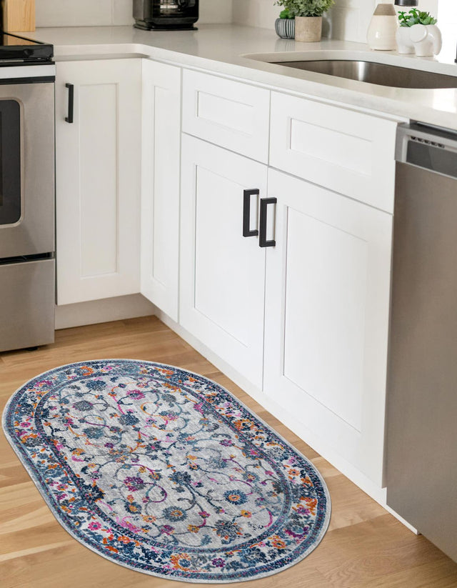 Ivory 3' 7 x 5' 3 Budapest Oval Area Rug 70% Polypropylene & 30% Polyester With Cotton Backing Traditional Classical Room Carpet for Sale at Rug Engine