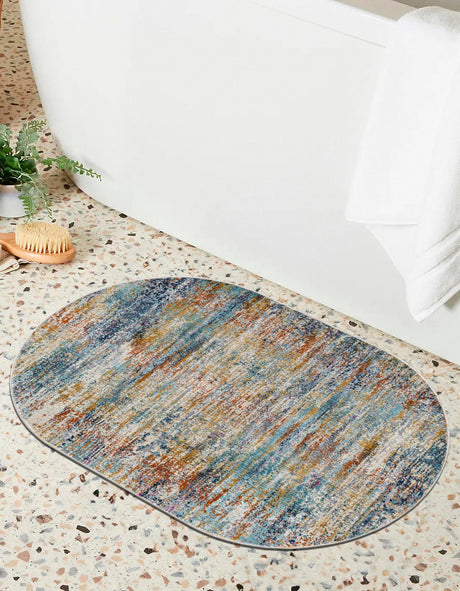 Multicolor 3' 7 x 5' 3 Malibu Oval Area Rug 70% Polypropylene & 30% Polyester Colorful Modern Carpet for Living, Dining, Office, Bedrooms for Sale at Rug Engine