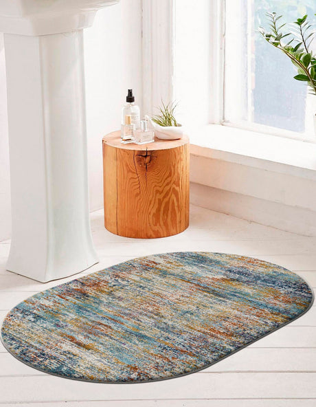 Multicolor 3' 7 x 5' 3 Malibu Oval Area Rug 70% Polypropylene & 30% Polyester Colorful Modern Carpet for Living, Dining, Office, Bedrooms for Sale at Rug Engine