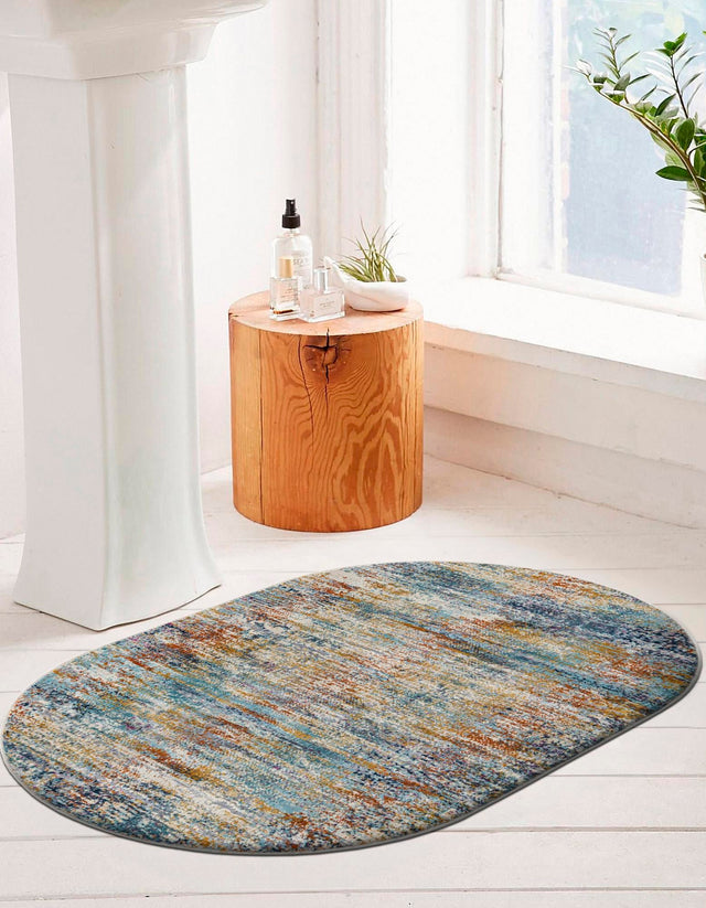 Multicolor 3' 7 x 5' 3 Malibu Oval Area Rug 70% Polypropylene & 30% Polyester Colorful Modern Carpet for Living, Dining, Office, Bedrooms for Sale at Rug Engine