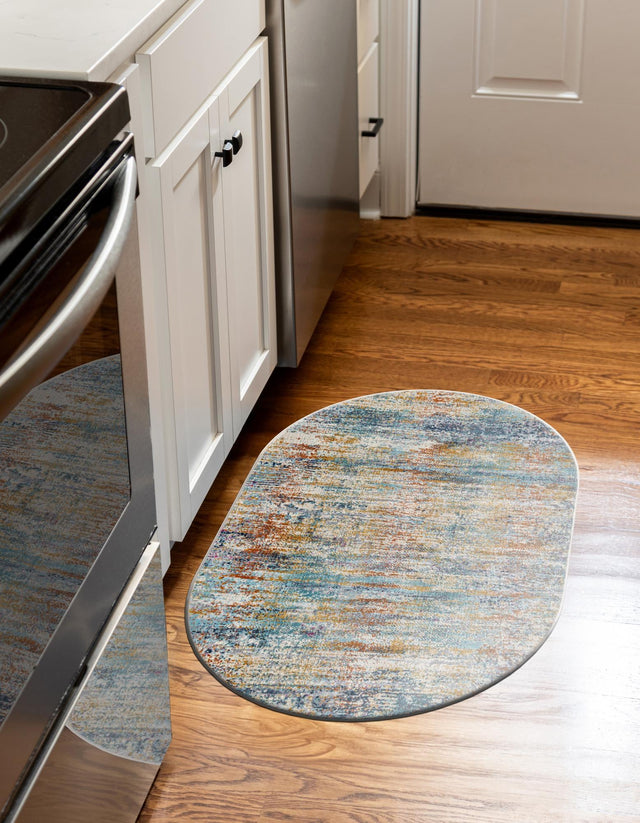 Multicolor 3' 7 x 5' 3 Malibu Oval Area Rug 70% Polypropylene & 30% Polyester Colorful Modern Carpet for Living, Dining, Office, Bedrooms for Sale at Rug Engine