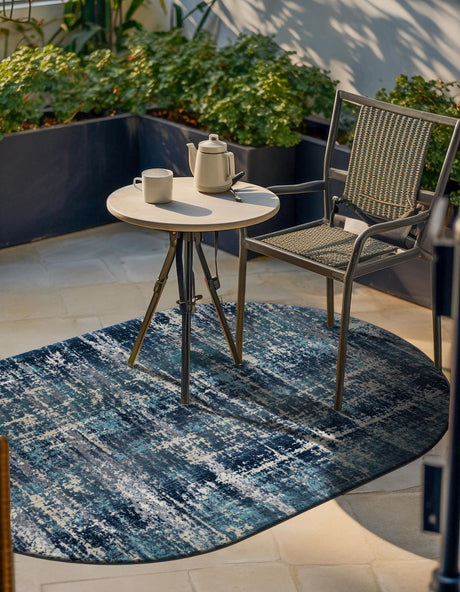 Blue 3' 7 x 5' 3 Malibu Oval Area Rug 70% Polypropylene & 30% Polyester Colorful Modern Carpet for Living, Dining, Office, Bedrooms for Sale at Rug Engine