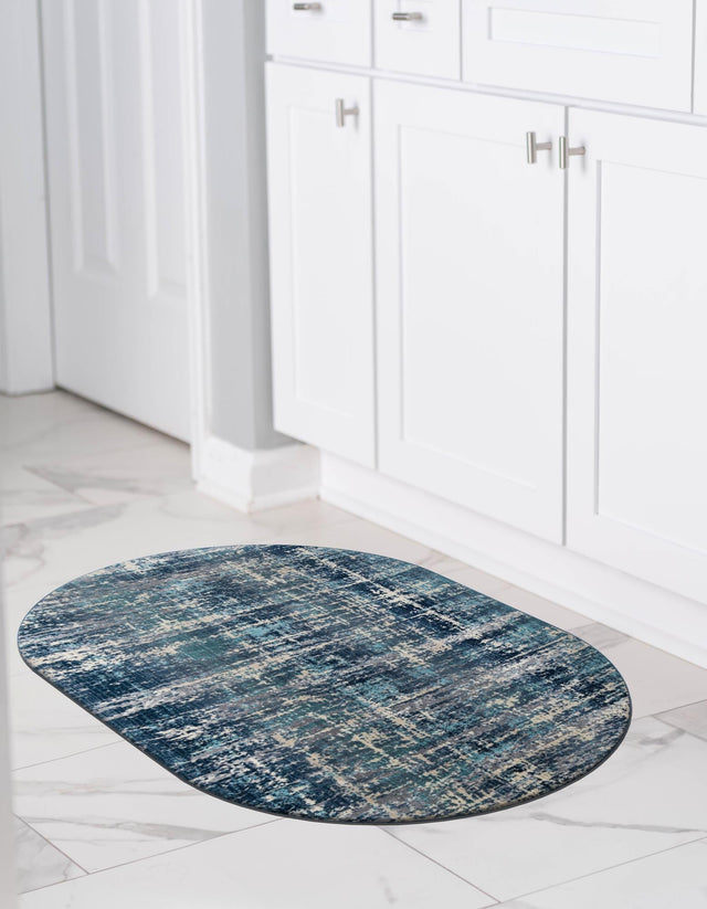 Blue 3' 7 x 5' 3 Malibu Oval Area Rug 70% Polypropylene & 30% Polyester Colorful Modern Carpet for Living, Dining, Office, Bedrooms for Sale at Rug Engine
