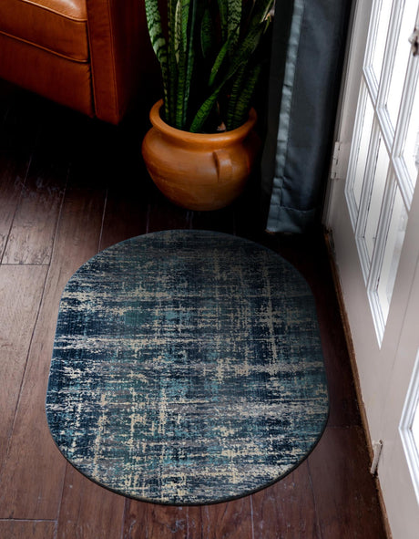 Blue 3' 7 x 5' 3 Malibu Oval Area Rug 70% Polypropylene & 30% Polyester Colorful Modern Carpet for Living, Dining, Office, Bedrooms for Sale at Rug Engine