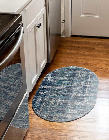 Blue 3' 7 x 5' 3 Malibu Oval Area Rug 70% Polypropylene & 30% Polyester Colorful Modern Carpet for Living, Dining, Office, Bedrooms for Sale at Rug Engine