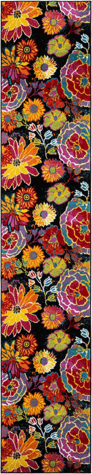 Black 2' 7 x 13' 1 Lyon Runner Area Rug Vivid Colorful Abstract Modern 100% Polypropylene Carpet for Living Room, Dining, Office for Sale at Rug Engine