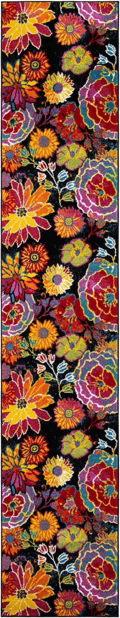Black 2' 7 x 13' 1 Lyon Runner Area Rug Vivid Colorful Abstract Modern 100% Polypropylene Carpet for Living Room, Dining, Office for Sale at Rug Engine