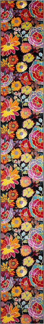 Black 2' 7 x 19' 8 Lyon Runner Area Rug Vivid Colorful Abstract Modern 100% Polypropylene Carpet for Living Room, Dining, Office for Sale at Rug Engine