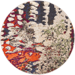 Multicolor 4' 1 x 4' 1 Haerfest Round Area Rug Abstract Super Colorful Modern Vivid Carpet for Unique Interior Design Room Decorating for Sale at Rug Engine