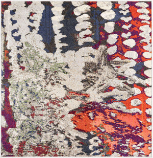 Multicolor 5' 3 x 5' 3 Haerfest Square Area Rug Abstract Super Colorful Modern Vivid Carpet for Unique Interior Design Room Decorating for Sale at Rug Engine
