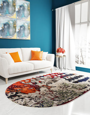 Multicolor 6' 1 x 9' Haerfest Oval Area Rug Abstract Super Colorful Modern Vivid Carpet for Unique Interior Design Room Decorating for Sale at Rug Engine
