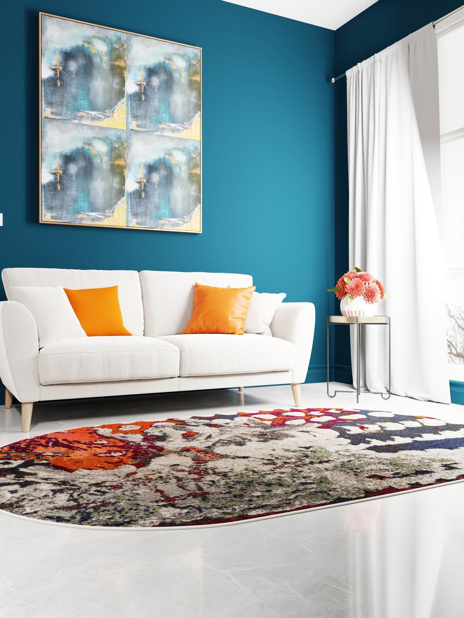 Multicolor 4' 1 x 6' 1 Haerfest Oval Area Rug Abstract Super Colorful Modern Vivid Carpet for Unique Interior Design Room Decorating for Sale at Rug Engine