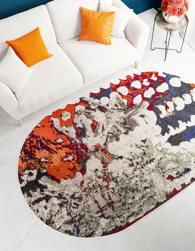 Multicolor 4' 1 x 6' 1 Haerfest Oval Area Rug Abstract Super Colorful Modern Vivid Carpet for Unique Interior Design Room Decorating for Sale at Rug Engine