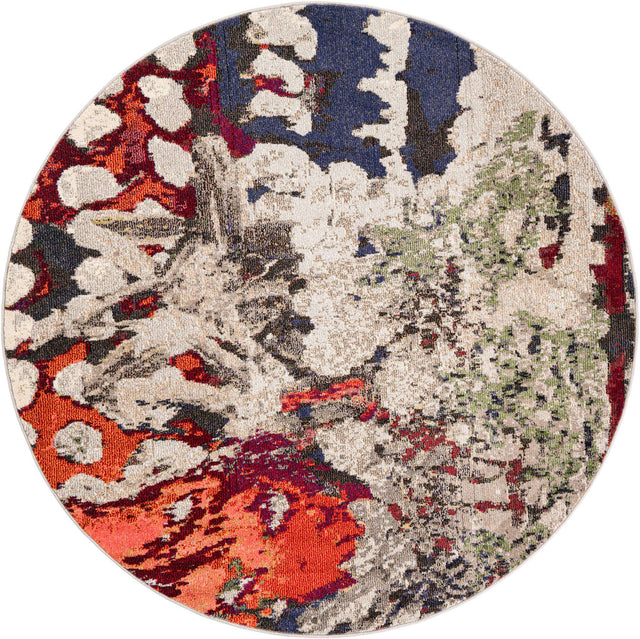 Multicolor 6' 1 x 6' 1 Haerfest Round Area Rug Abstract Super Colorful Modern Vivid Carpet for Unique Interior Design Room Decorating for Sale at Rug Engine