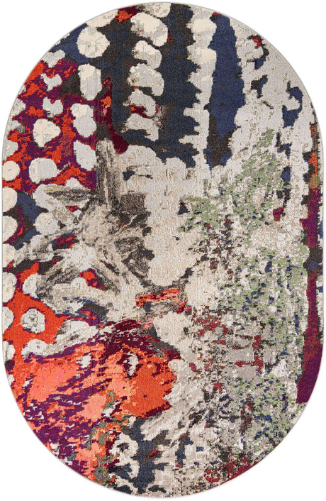 Multicolor 6' 1 x 9' Haerfest Oval Area Rug Abstract Super Colorful Modern Vivid Carpet for Unique Interior Design Room Decorating for Sale at Rug Engine
