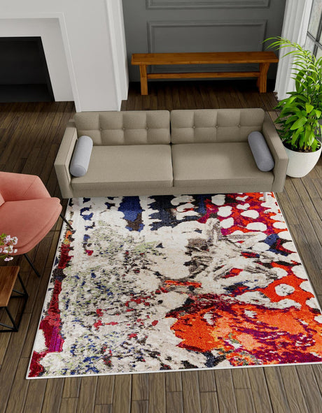 Multicolor 5' 3 x 5' 3 Haerfest Square Area Rug Abstract Super Colorful Modern Vivid Carpet for Unique Interior Design Room Decorating for Sale at Rug Engine
