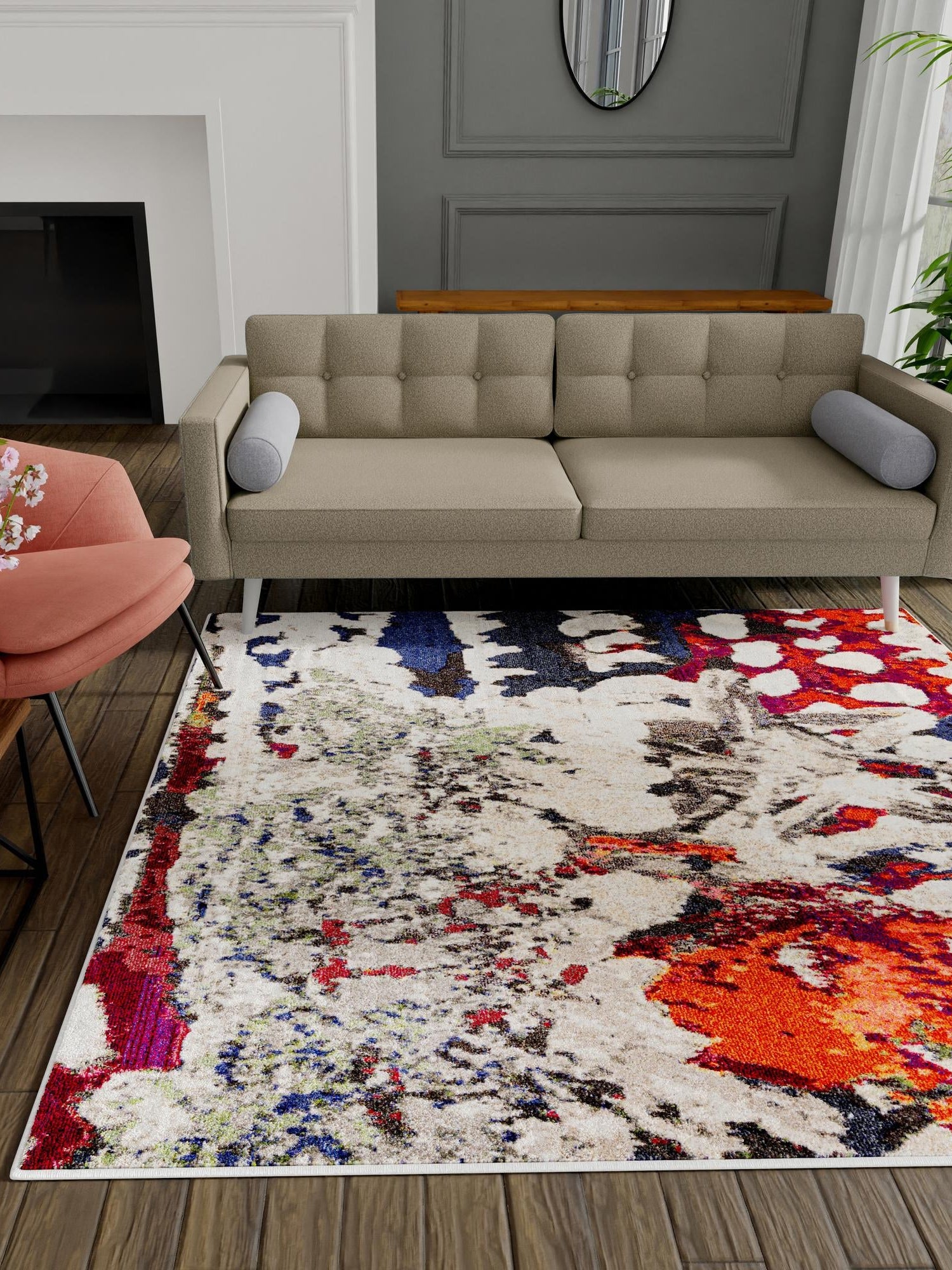 Multicolor 5' 3 x 5' 3 Haerfest Square Area Rug Abstract Super Colorful Modern Vivid Carpet for Unique Interior Design Room Decorating for Sale at Rug Engine