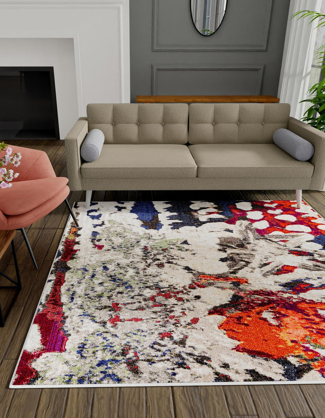 Multicolor 5' 3 x 5' 3 Haerfest Square Area Rug Abstract Super Colorful Modern Vivid Carpet for Unique Interior Design Room Decorating for Sale at Rug Engine